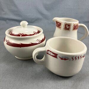 3 pc Vtg Restaurant Ware Cup~Creamer~Lidded Sugar Bowl Heath Grindley England